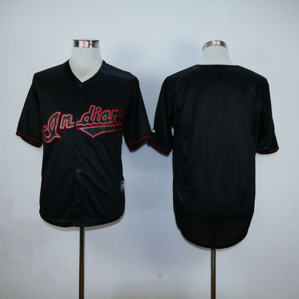 Men Cleveland Indians Blank Black MLB Jerseys